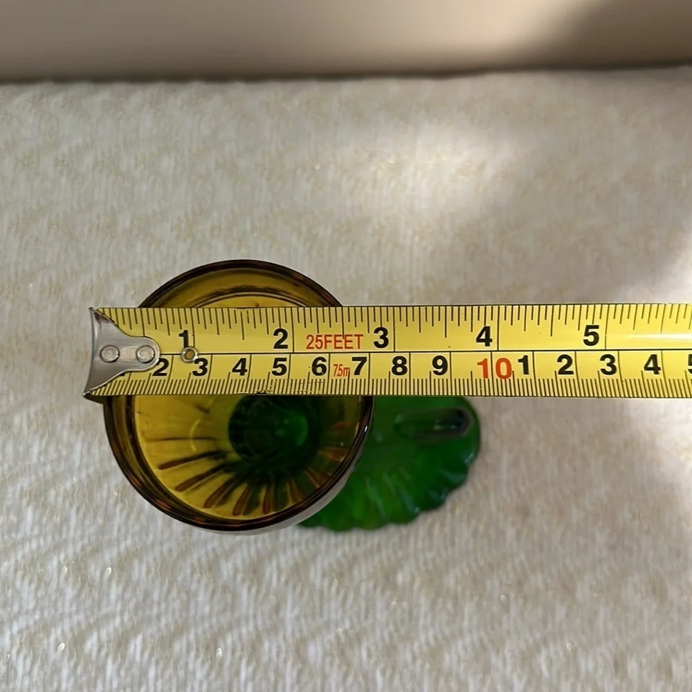 Vintage Cornucopia Vase Amber and Green Glass Horn Of Plenty Vase